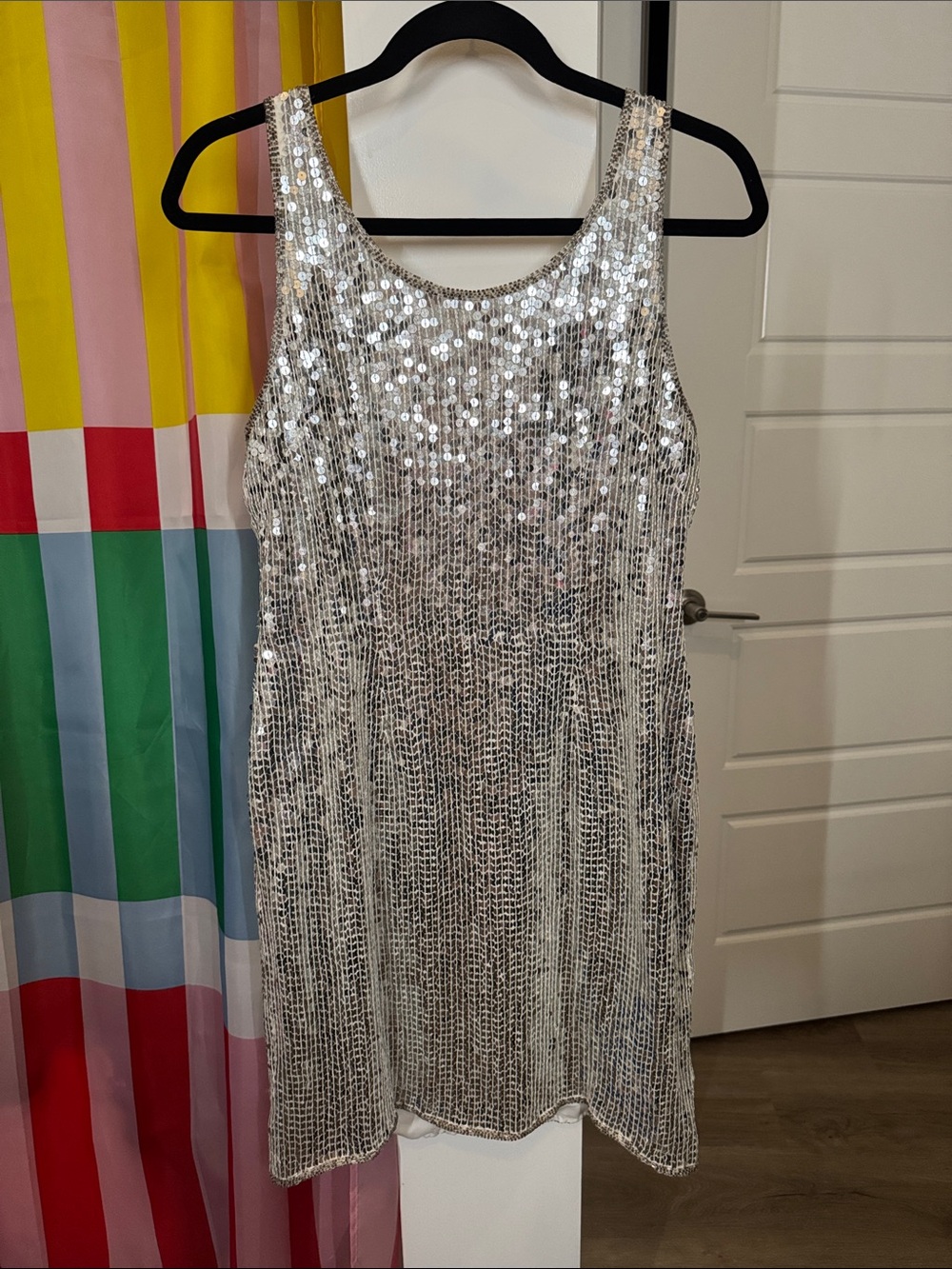 Silver Sequin Mini Dress - Sparkling Party Slip